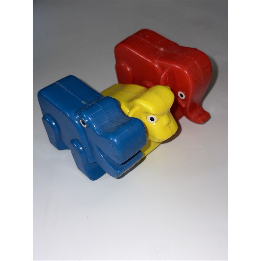 Vintage Child Guidance Take-A-Part Zoo Wagon Plastic Animals Trio Japan 1970s